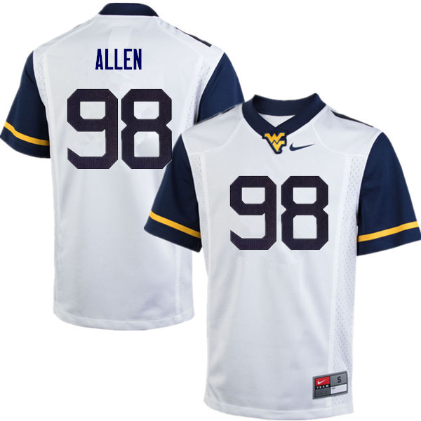 NCAA Men's Tyrese Allen West Virginia Mountaineers White #98 Nike Stitched Football College Authentic Jersey UB23D48AL